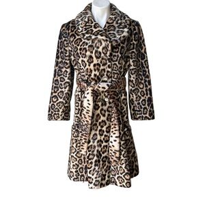 Vintage 1960’s Safari by Sportowne LaFrance Faux Fur Leopard Print Swing Coat